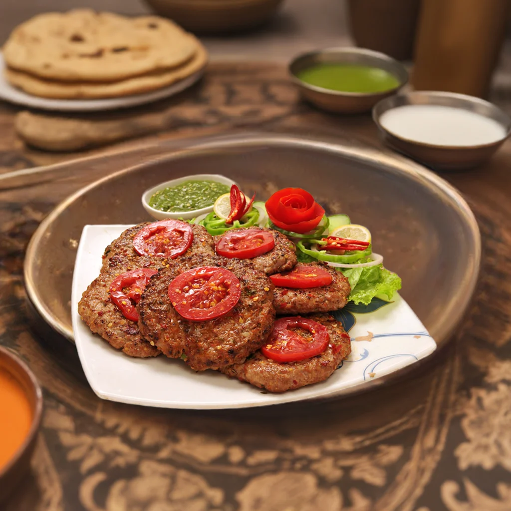 A plate filled with an assortment of food is placed on a table, inviting and ready to be enjoyed.